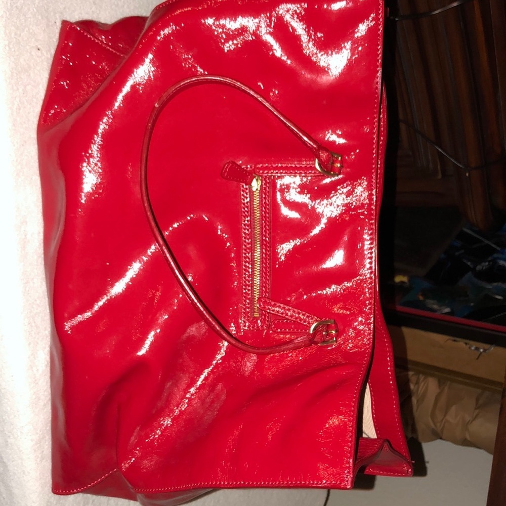 Patent leather RED Talbots tote bag